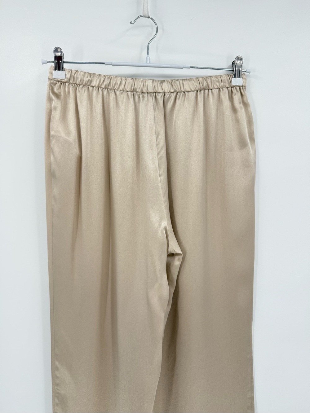 Quince 100% Silk Drawstring Wide Leg Pant in Champagne Size M - Picture 10 of 14